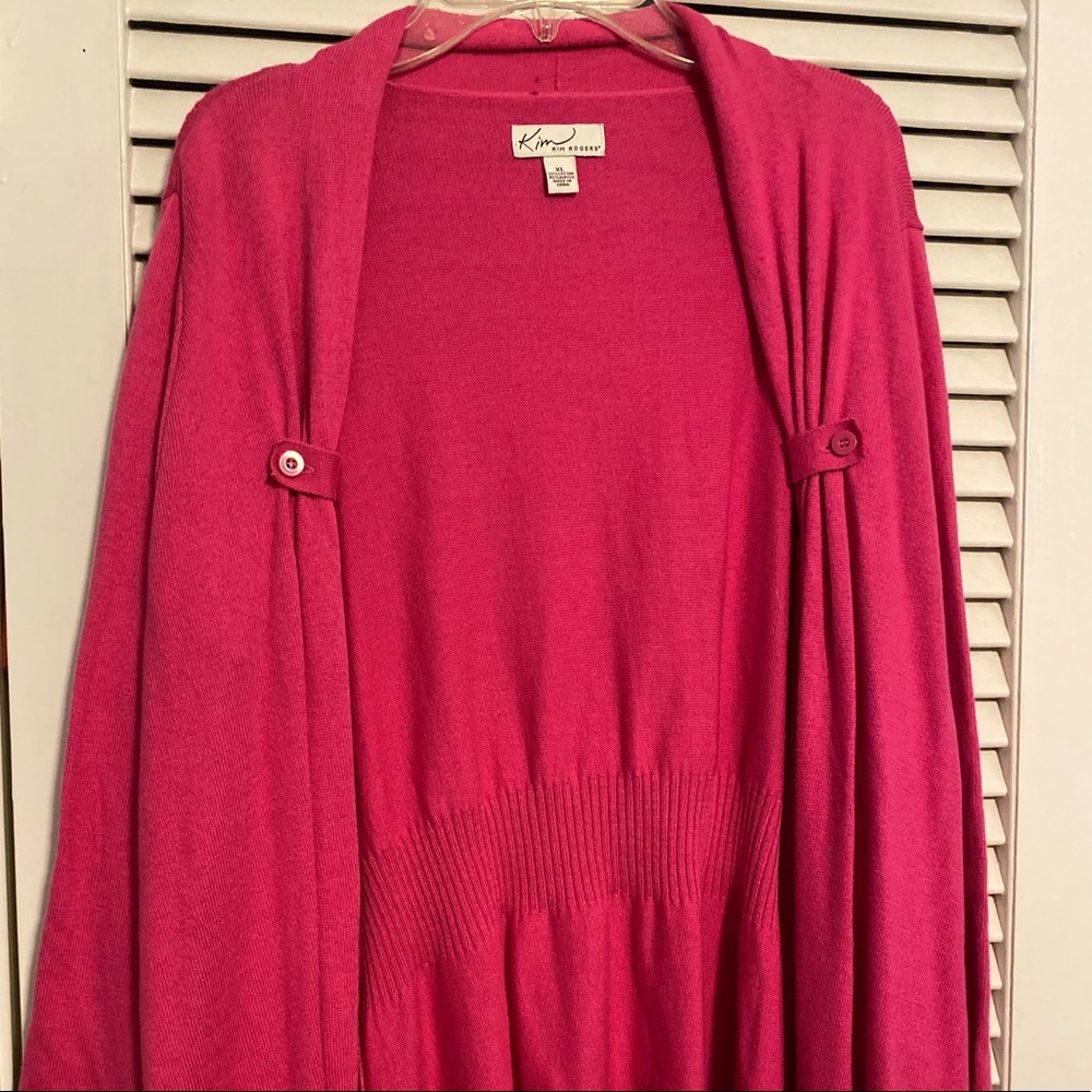 XL Kim Rogers hot pink 3/4 sleeves sweater